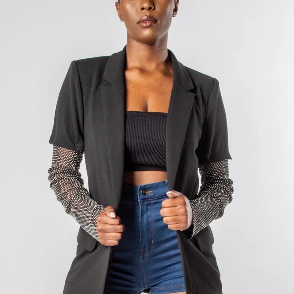 Black Blazer with Silver Accents